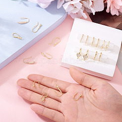 10 стиль латунные крючки для сережек с микропаве из прозрачного кубического циркония KK-TA0002-26