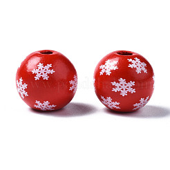 Расписные европейские бусины из натурального дерева WOOD-S057-038