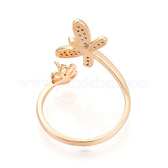 Оправы для колец-манжет из латуни с микропаве из прозрачного кубического циркония KK-T076-31G