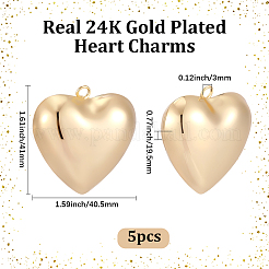 5 ciondolo a forma di cuore in ottone&nbsp;KK-BBC0025-58C