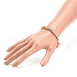 Женский круглый браслет из бисера из натурального красного авантюрина и драгоценных камней BJEW-JB08336-04