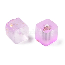 Perles de verre givrées avec poudre pailletée dorée&nbsp;LS-DGLA-NH001-8mm-01I