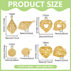 8 шт. 4 стиля полых латунных подвесок&nbsp;FIND-PH0027-30