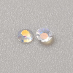 1440 個の ab カラーメッキ透明樹脂ラインストーンカボション  多面カット  フラットラウンド  クリアAB  2x0.7mm&nbsp;CRES-TAC0003-21H