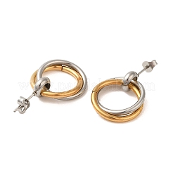 Двойные кольца серьги-гвоздики из нержавеющей стали 304 для женщин&nbsp;EJEW-U003-20