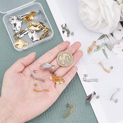 24個 6スタイル 304ステンレススチールスタッドピアス金具  ピアスキャッチ/ピアスバックキャッチ付き  混合図形  ステンレス鋼色  4個/スタイル&nbsp;STAS-UN0022-59