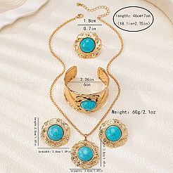 Ожерелье с подвеской из круглого сплава и синтетической бирюзы FS-WG9CCFC-01