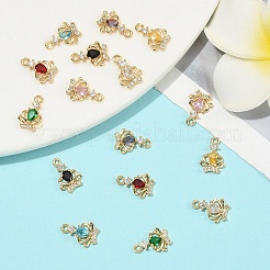 16 шт. 8 цвета латунные подвески с микропаве и кубическим цирконием&nbsp;KK-YW0004-15