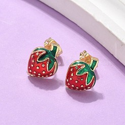 Серьги-гвоздики из латуни с эмалью для женщин&nbsp;EJEW-U049-02B-G