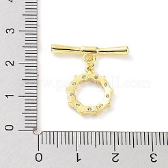 Fermoirs à bascule en laiton plaqué micro pavé de zircone cubique transparente&nbsp;KK-P247-13G