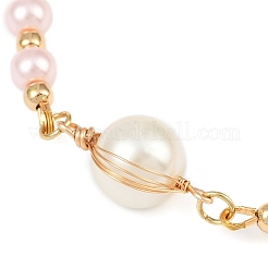 Браслеты из круглых бусин со стеклянным жемчугом для женщин BJEW-JB11975-01