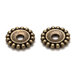 チベット風合金ビーズ  花  カドミウムフリー＆ニッケルフリー＆鉛フリー  アンティークブロンズ  17.5x3mm  穴：4mm&nbsp;MLF10788Y-NF