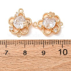 Breloques de connecteur en laiton pavé de zircone cubique&nbsp;CU-CBAEC99-16G-02