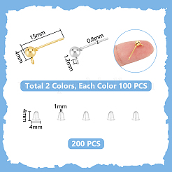 200 шт. 2 стиля фурнитуры для сережек-гвоздиков из железа и нержавеющей стали 304 FIND-UN0003-46