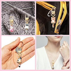 12 pendentif décoratif en forme de chat&nbsp;HJEW-YW00486