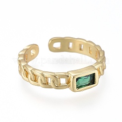 Латунные микро проложить манжеты кольца кубического циркония RJEW-K232-14G-M