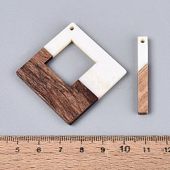 12 pièces 6 styles pendentifs en résine opaque et bois de noyer&nbsp;RESI-N053-22