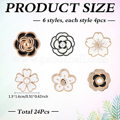 24 шт. 6 стиля цветок смоляной эмали стетоскоп подвеска украшения HJEW-MA00020