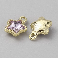 ガラスチャーム  軽金合金の発見  スターのチャーム  ミディアム蘭  13x10.5x4mm  穴：2mm&nbsp;GLAA-TAC0004-07LG-A02
