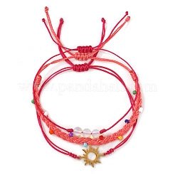 3 Stück verstellbares Armbandset aus Glasperlen und Nylonkordel&nbsp;NA1872-2