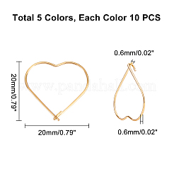 50 шт. 5-цветная вакуумная PVD-покрытие из нержавеющей стали 304 фурнитура для сережек-колец STAS-UN0023-09