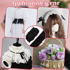 5ヤードフラワーポリエステルレーストリム  洋服アクセサリー用  ブラック  5-1/8インチ（130mm）&nbsp;OCOR-WR0002-15B