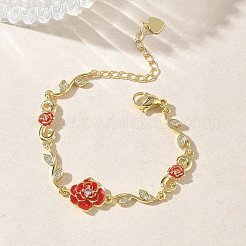 Bracciali a catena con micro pavé di zirconi cubici trasparenti in ottone per donna&nbsp;BJEW-C156-05G