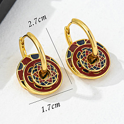 Плоские круглые латунные эмалевые серьги-кольца FS-WGAAD75-01