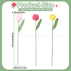9шт 3-х цветный полиэстер с железной проволокой искусственный цветок тюльпана&nbsp;AJEW-SC0031-42A