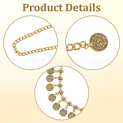 1 Stück ethnisch inspirierte Taillenkette mit Quaste aus Legierung und Eisen für Damen&nbsp;AJEW-GF0014-23