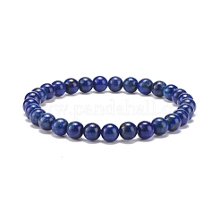 Bracelet extensible en perles rondes en lapis-lazuli naturel (teint et chauffé)&nbsp;BJEW-JB08368