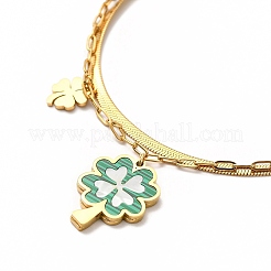 Ионное покрытие(ip) 304 нержавеющая сталь ракушка клевер кулон ожерелья NJEW-C032-12G
