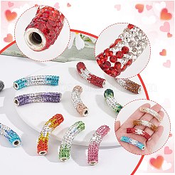 12 шт. 12-х цветные бусины-трубочки из полимерной глины со стразами RB-AR0003-18