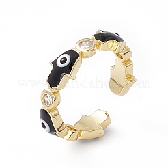 Рука хамса с эмалью от сглаза и прозрачным кубическим цирконием RJEW-I086-08G