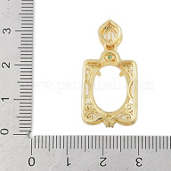Pendentif rectangulaire en laiton avec micro pavé de zircones cubiques et monture cabochon&nbsp;KK-U026-02G