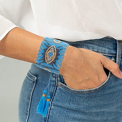 Дружба глаз ткацкий станок узор бисер браслеты для женщин&nbsp;BJEW-Z013-15C