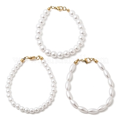 Браслеты из пластиковых бусин с жемчугом для женщин&nbsp;BJEW-L716-01G