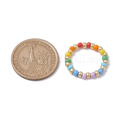 Эластичные кольца на палец из стеклянных бусин для женщин RJEW-JR00656