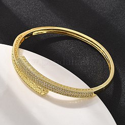 Женские браслеты на шарнирах из латуни с микропаве и прозрачным фианитом&nbsp;BJEW-S168-04G