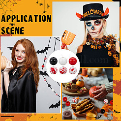 Тема хэллоуина с принтом из натуральных деревянных бусин&nbsp;WOOD-ME0001-07