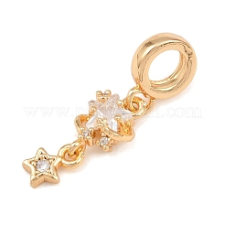Европейские подвески-подвески из латуни с паве из прозрачного кубического циркония KK-K407-37G