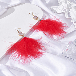 1 серьги-подвески в виде перьев пиара&nbsp;EJEW-LP0001-97C
