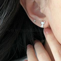 925 стерлингового серебра серьги стержня&nbsp;EJEW-C176-01B-MS