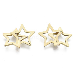 201 ステンレススチールリンクリング  クイックリンクコネクター  レーザー切断  スター  ゴールドカラー  11x12x1mm  内径：6.5x7mm  約2個/セット&nbsp;X-STAS-N091-130G