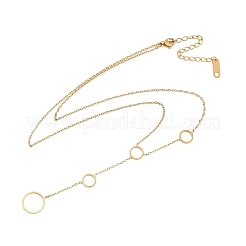 Ионное покрытие (ip) 304 нержавеющая сталь кольцо кисточка кулон кабель цепь ожерелья для женщин NJEW-P320-04G