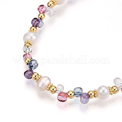 Латунные стеклянные бисерные браслеты для женщин BJEW-T022-09G