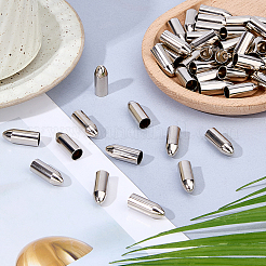 鉄製コードエンド50個  弾丸の形  プラチナ  24x9mm  穴：8mm&nbsp;IFIN-FH0002-05