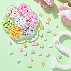 196шт 7 цвета акриловые двухцветные бусины в форме сердца&nbsp;OACR-CJ0001-60