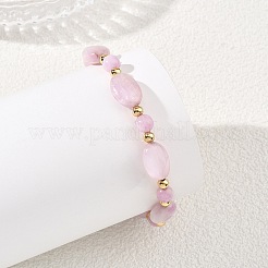Bracelets extensibles en perles de kunzite naturelle et de laiton pour femmes&nbsp;BJEW-JB14124-01