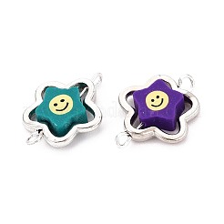 Бусины-звездочки из полимерной глины с улыбающимся лицом и пластиковой оправой CCB&nbsp;CLAY-T022-27M